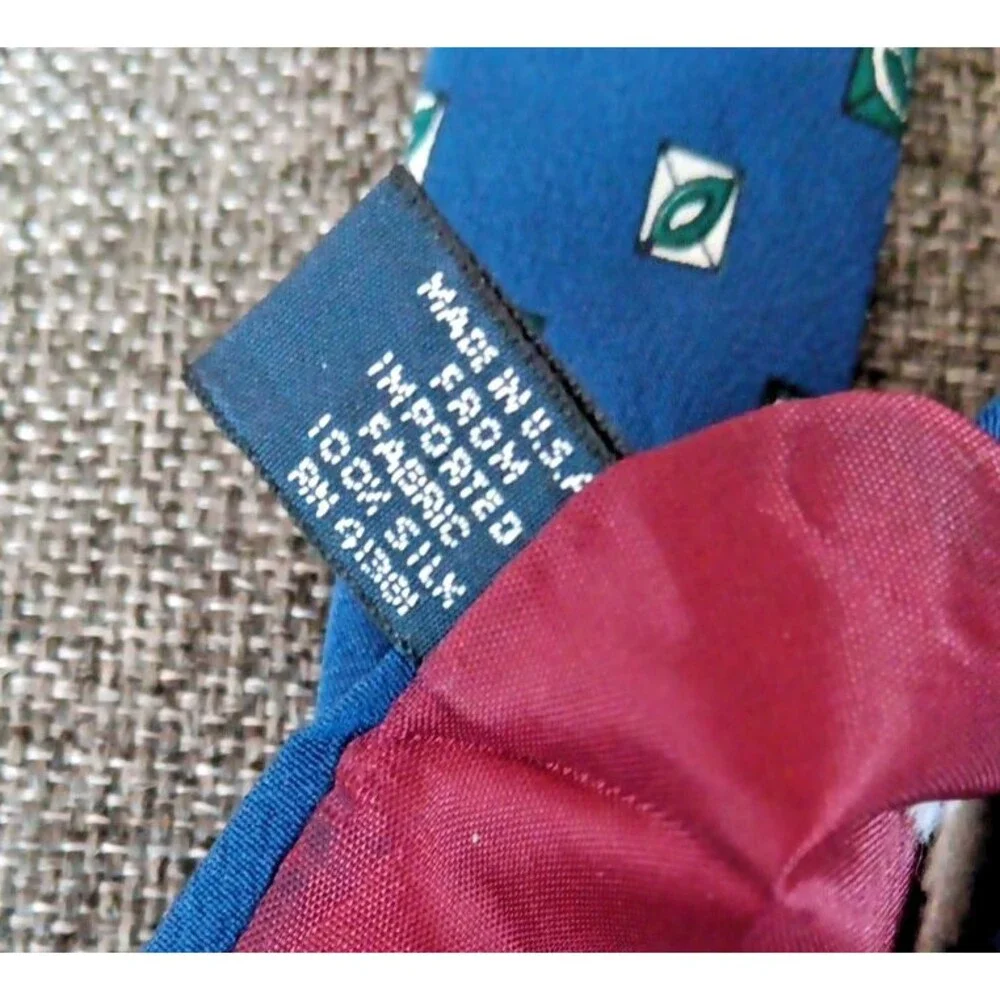 Tie 70s 80s 90s Y2K Mens Ralph Lauren Silk Blue Green 3.75 Wide 58 Long